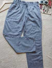 Жіночі літні штани f&f uk12 m 46р., напівллляні, блакитні, льон