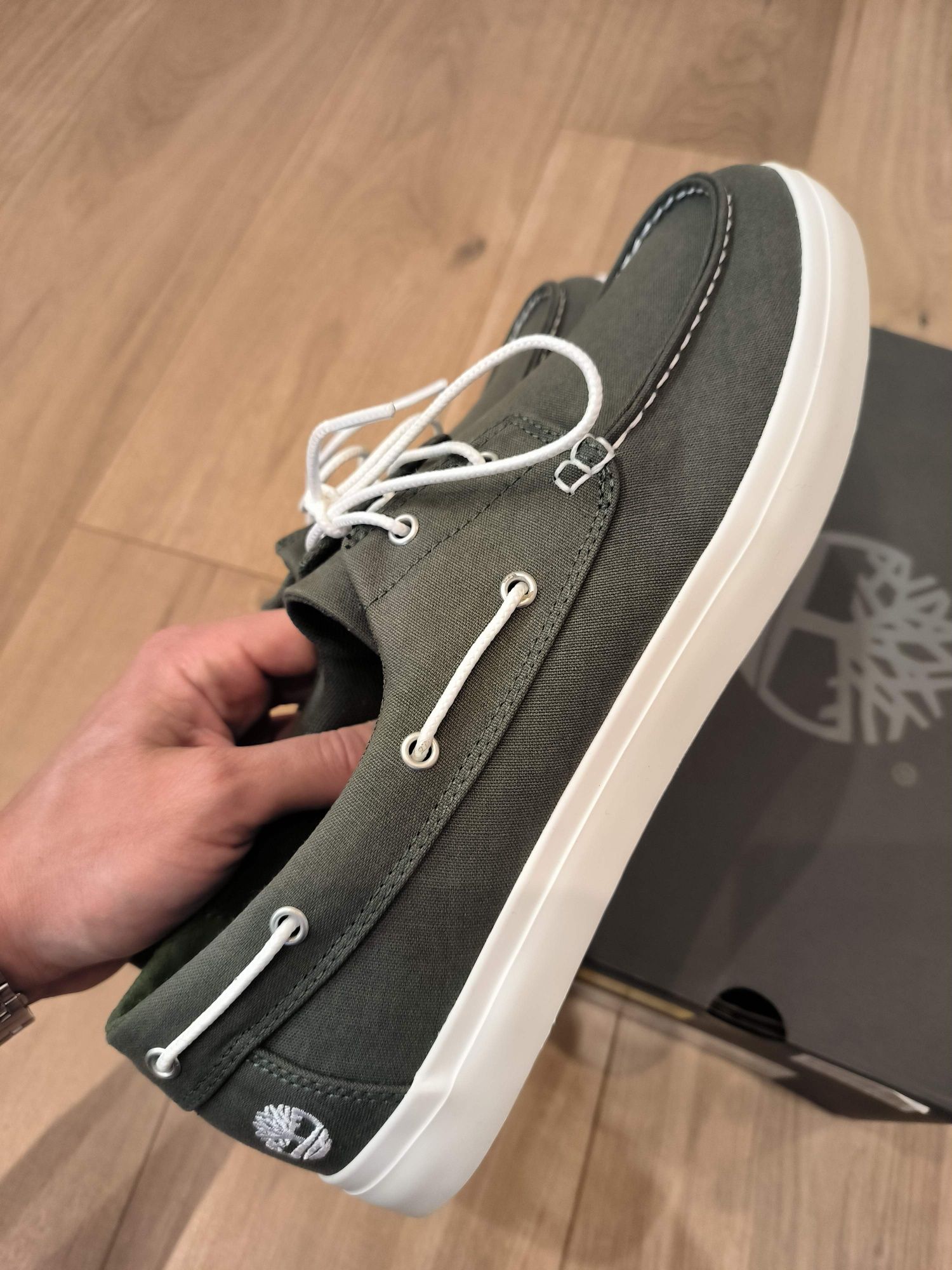 Buty żeglarskie mokasyny Timberland zielone oliwkowe 45 męskie khaki