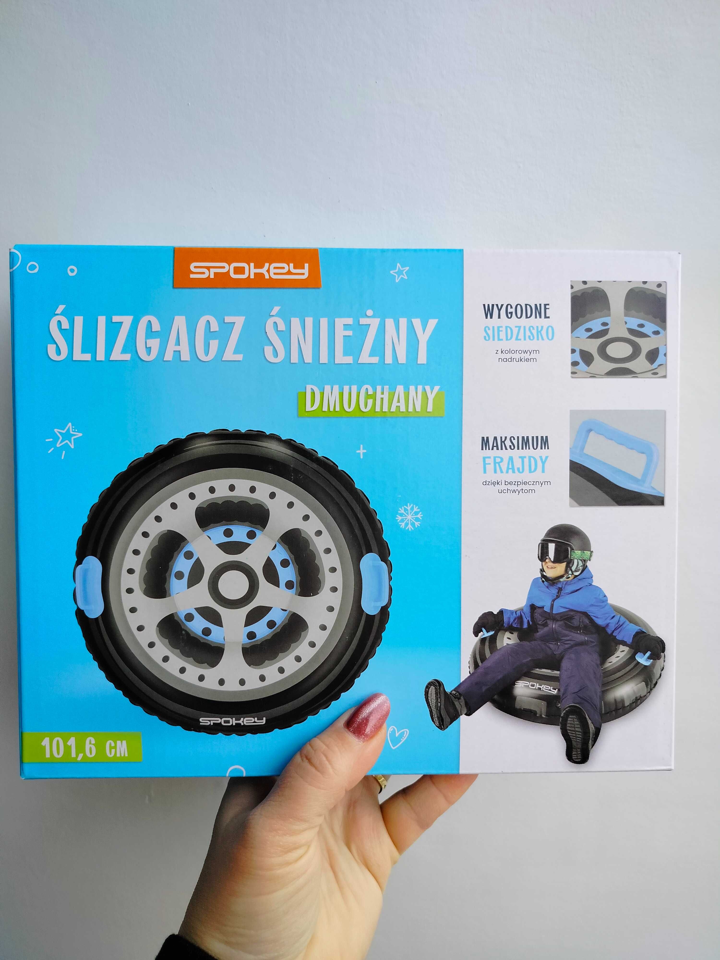Ślizgacz śnieżny dmuchany sanki Spokey Opona duża 101,5cm z uchwytami