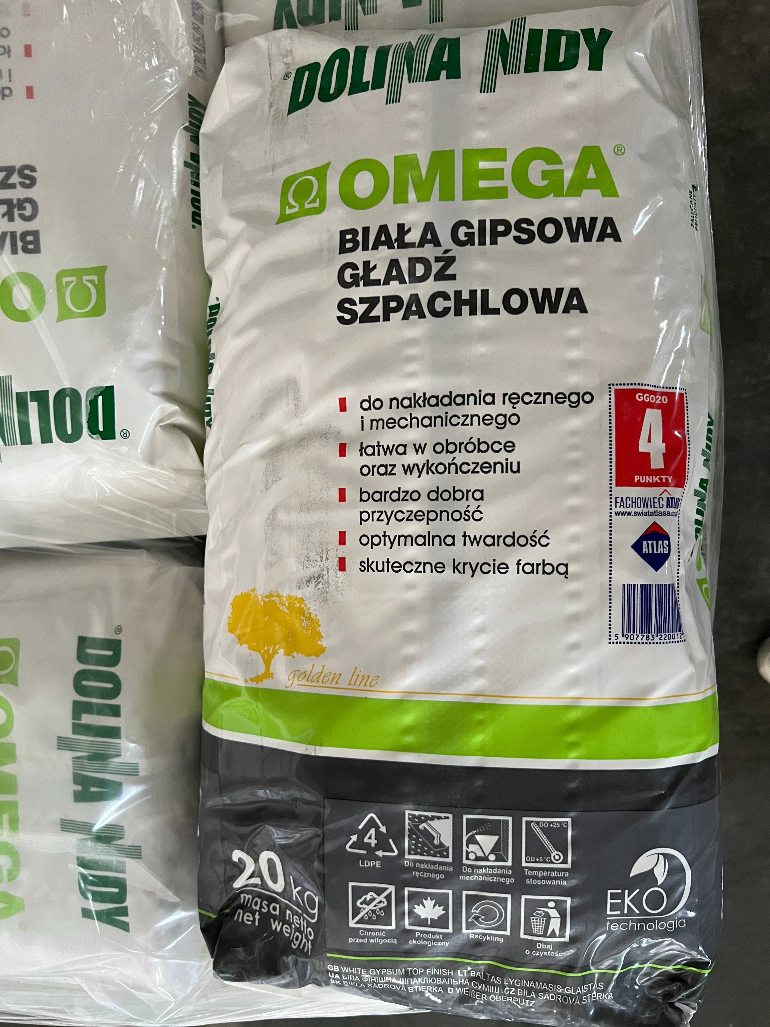Białą Gipsowa Gładź szpachlowa OMEGA 20 kg worek!