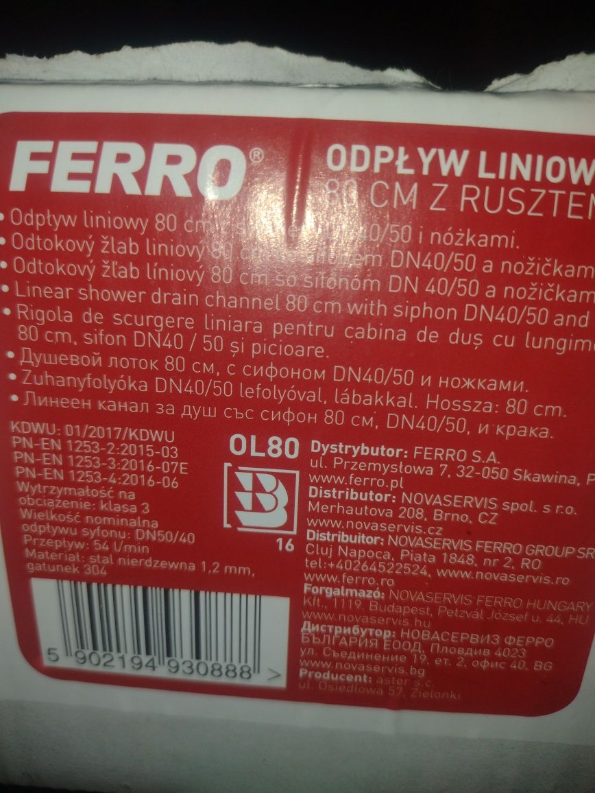 Odpływ liniowy Prysznicowy 80 cm z Rusztem