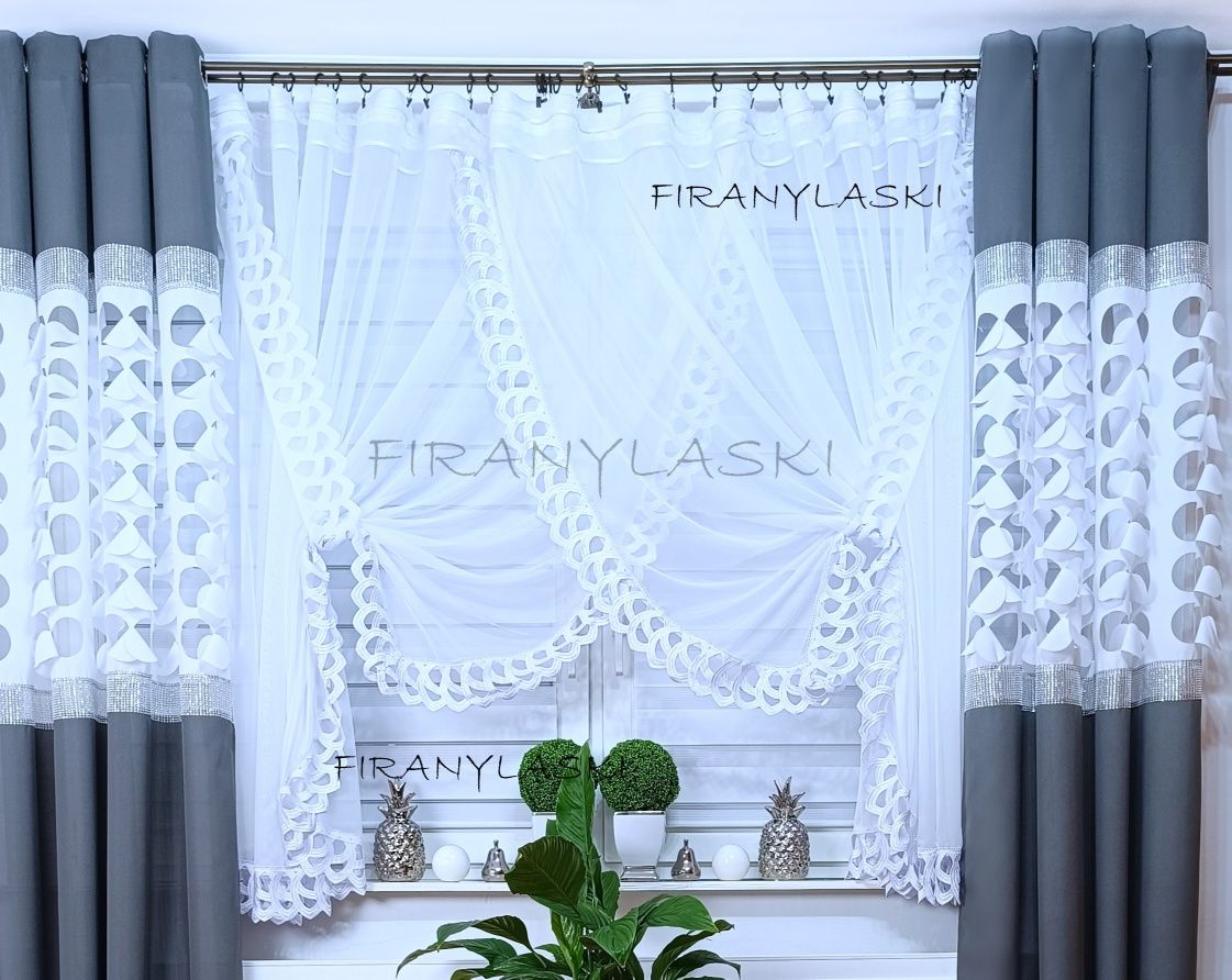 Firany Gotowe 400x160 Firanki do pokoju salonu gipiura