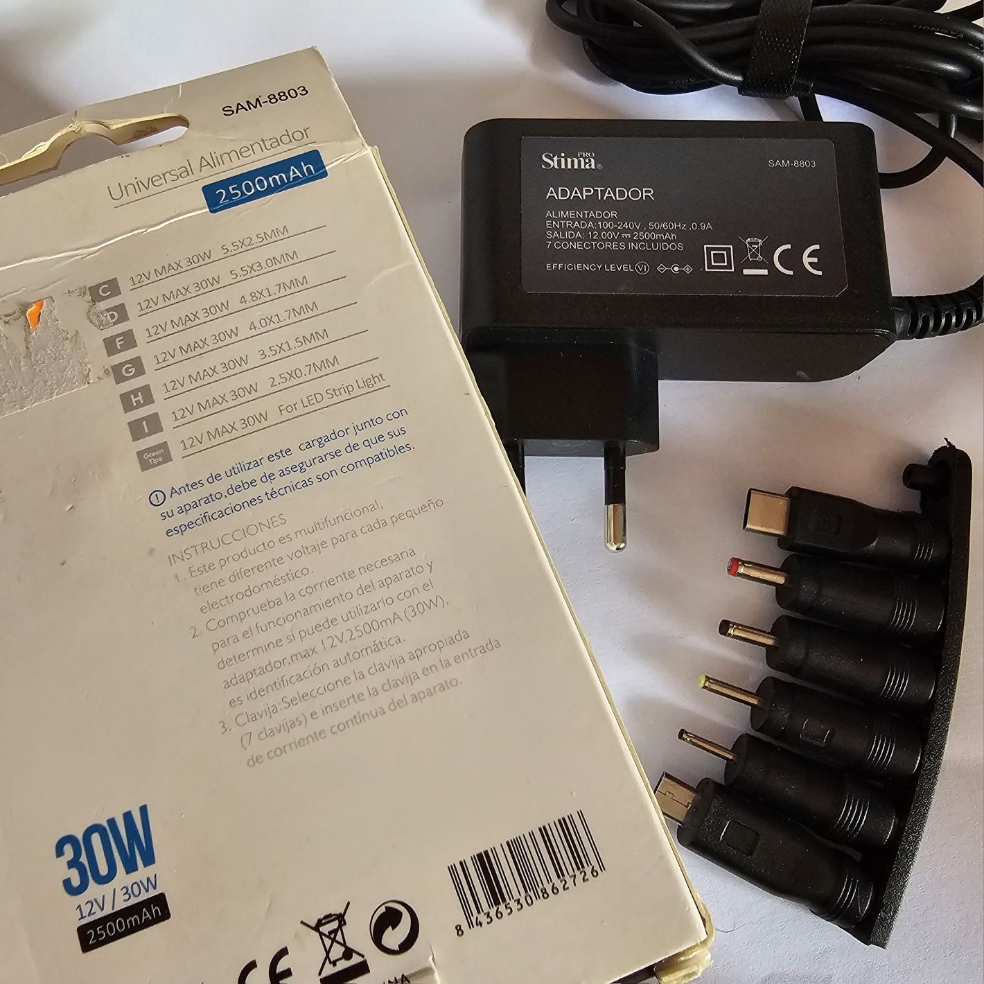 Carregador 12v 30w c/ 6 adaptadores
