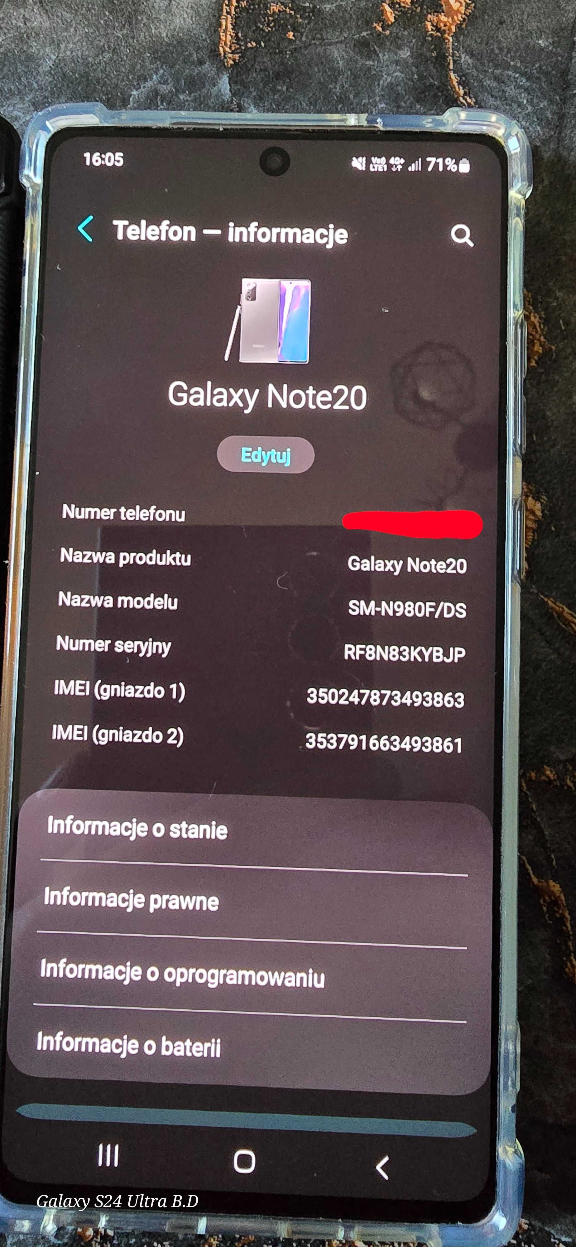Sprzedam samsung galaxy note 20 256Gb/8Gb ram