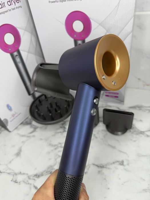 Фен Dyson Super Hair Dryer, 5 насадок, синій — Професійне сушіння