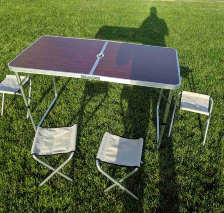 Столик розкладний,стол для отдыха 3 положения высоты 4 стула