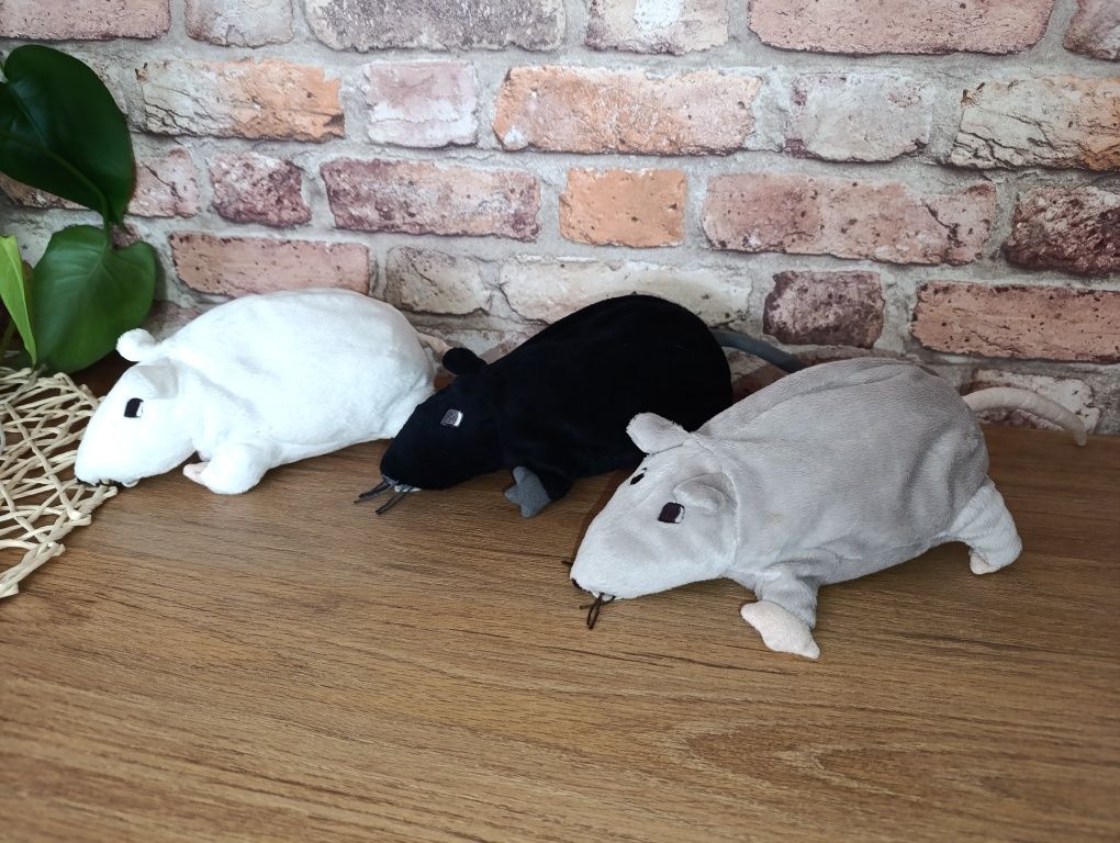 Gosig Rata szczur bialy,czarny i szary  mysz maskotka Ikea zestaw