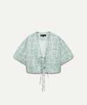 Новий топ на завязках принт «риби» ZARA