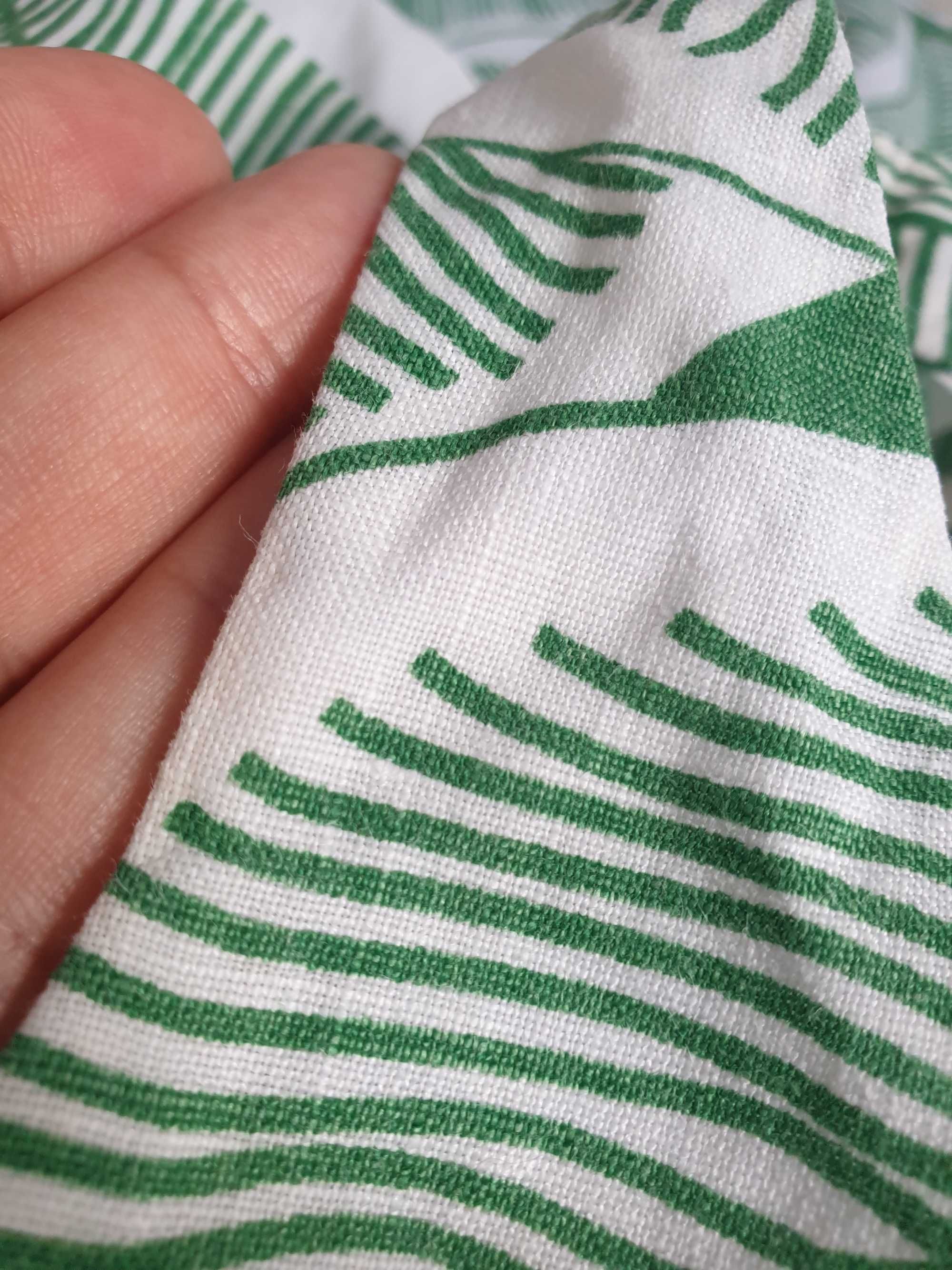 Biała lniana sukienka w zielone liście Hobbs 40 100% len