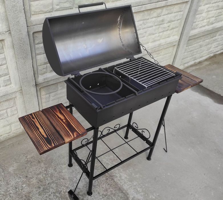АКЦІЯ -18%! 67см! Стаціонарний Мангал Барбекю з Кришкою |ТЕПЛО В ХАТІ