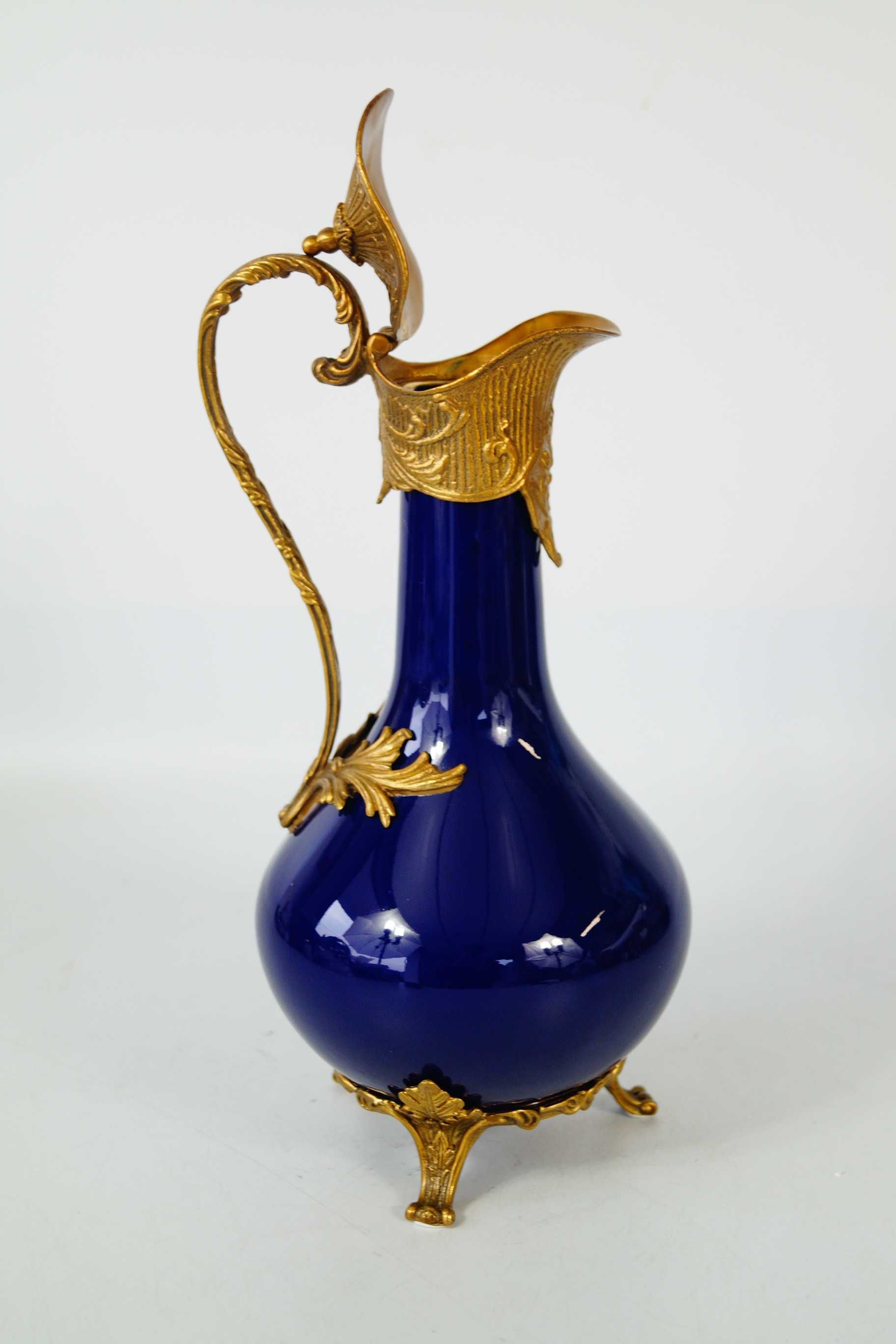 Dzbanek karafka porcelana + brąz kobaltowa