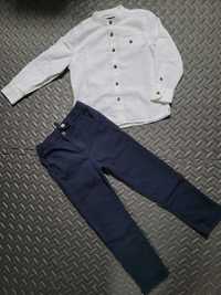 Elegancki zestaw dla chłopca, r.110, biała koszula, granatowe spodnie