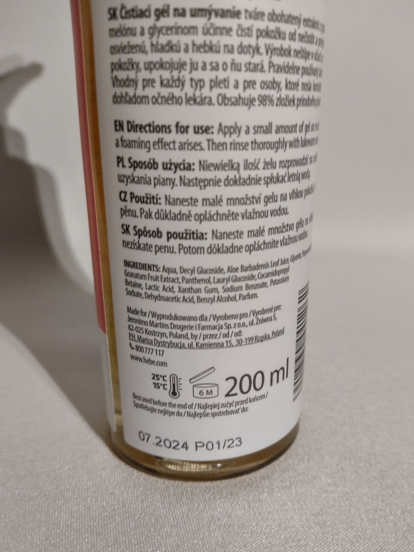 Oczyszczający żel do mycia twarzy 200 ml Hebe Cosmetics