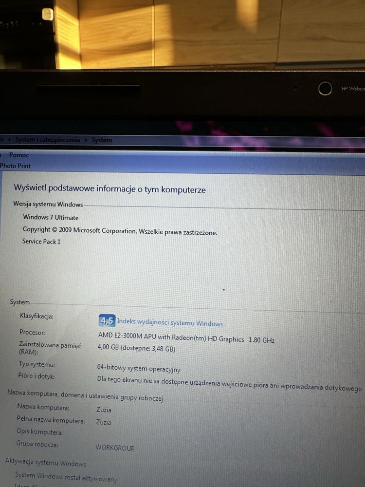 HP Pavilion G7 4 GB RAM, AMD E2-3000M
