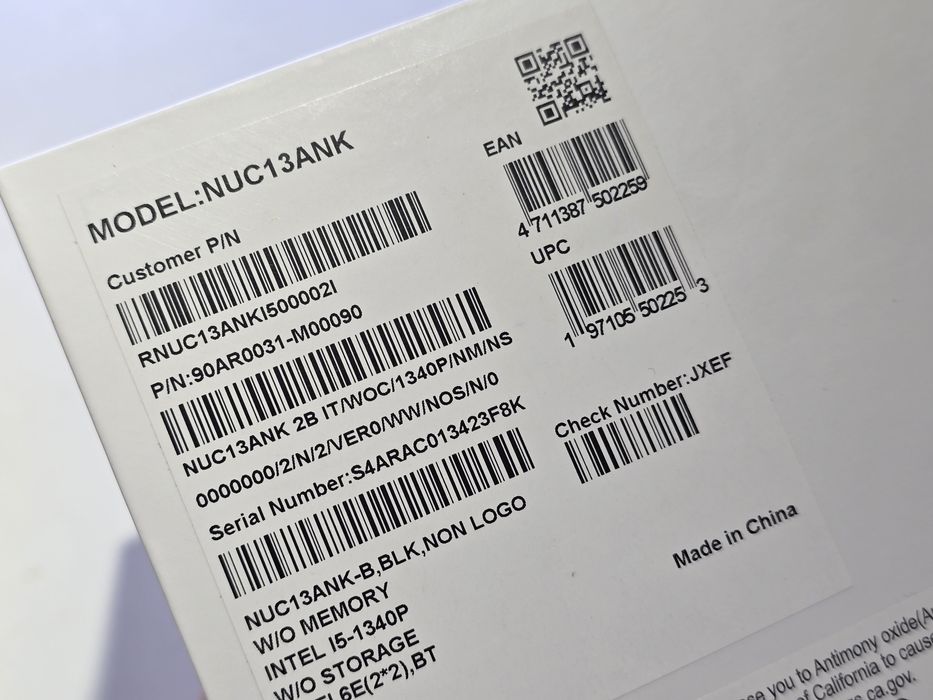 Комп'ютер ASUS NUC13ANK
Intel Core i5-1340p