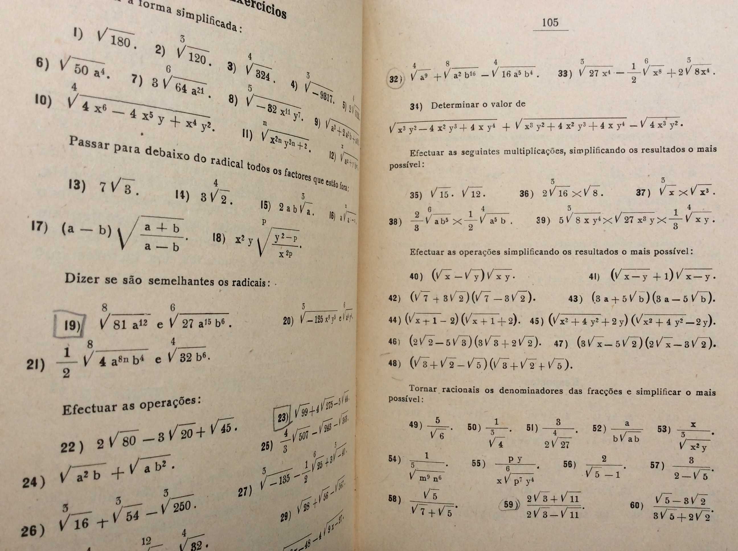 Elementos de álgebra para o 4.º ano dos liceus.