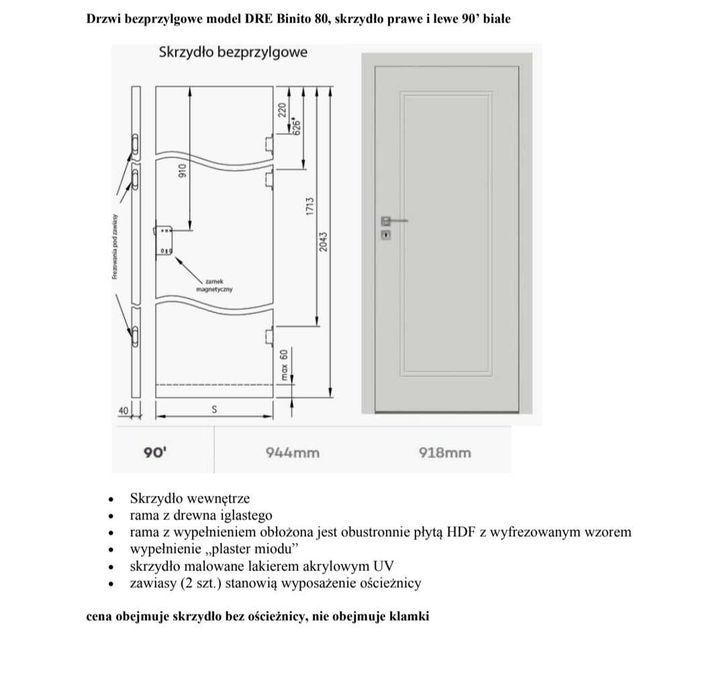 2 skrzydła drzwi  zapakowane fabrycznie