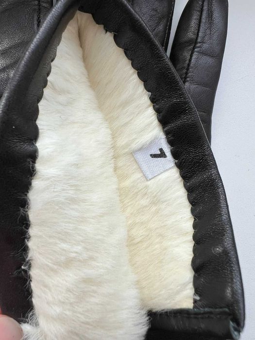 Жіночі шкіряні рукавички на натуральному хутрі (р.7)