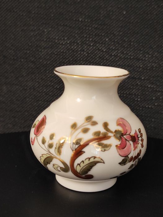 Vintage 60 lat Porcelana ZSOLNAY Hungary  Mały wazon ręcznie malowany