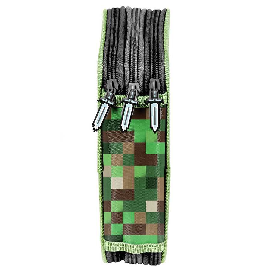 Piórnik Szkolny TRZYKOMOROWY z wyposażeniem PASO MINECRAFT