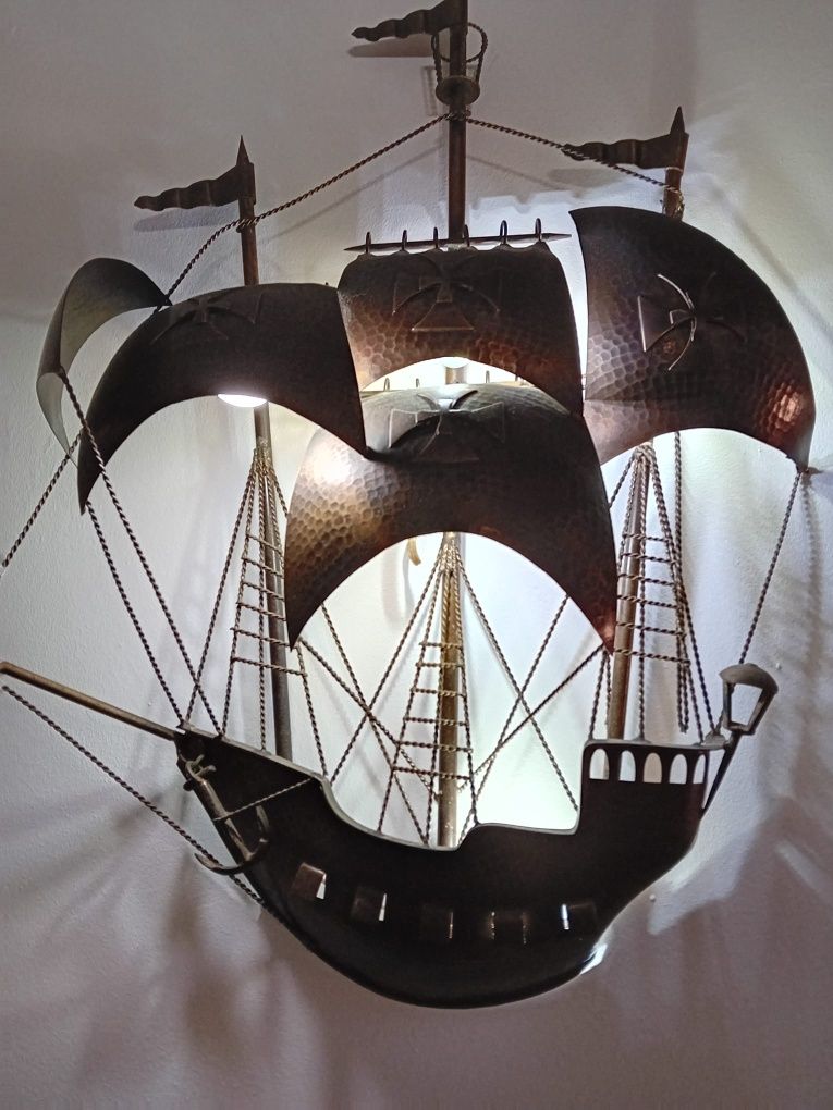 Candeeiros em forma de fragata barco caravela em cobre/latão