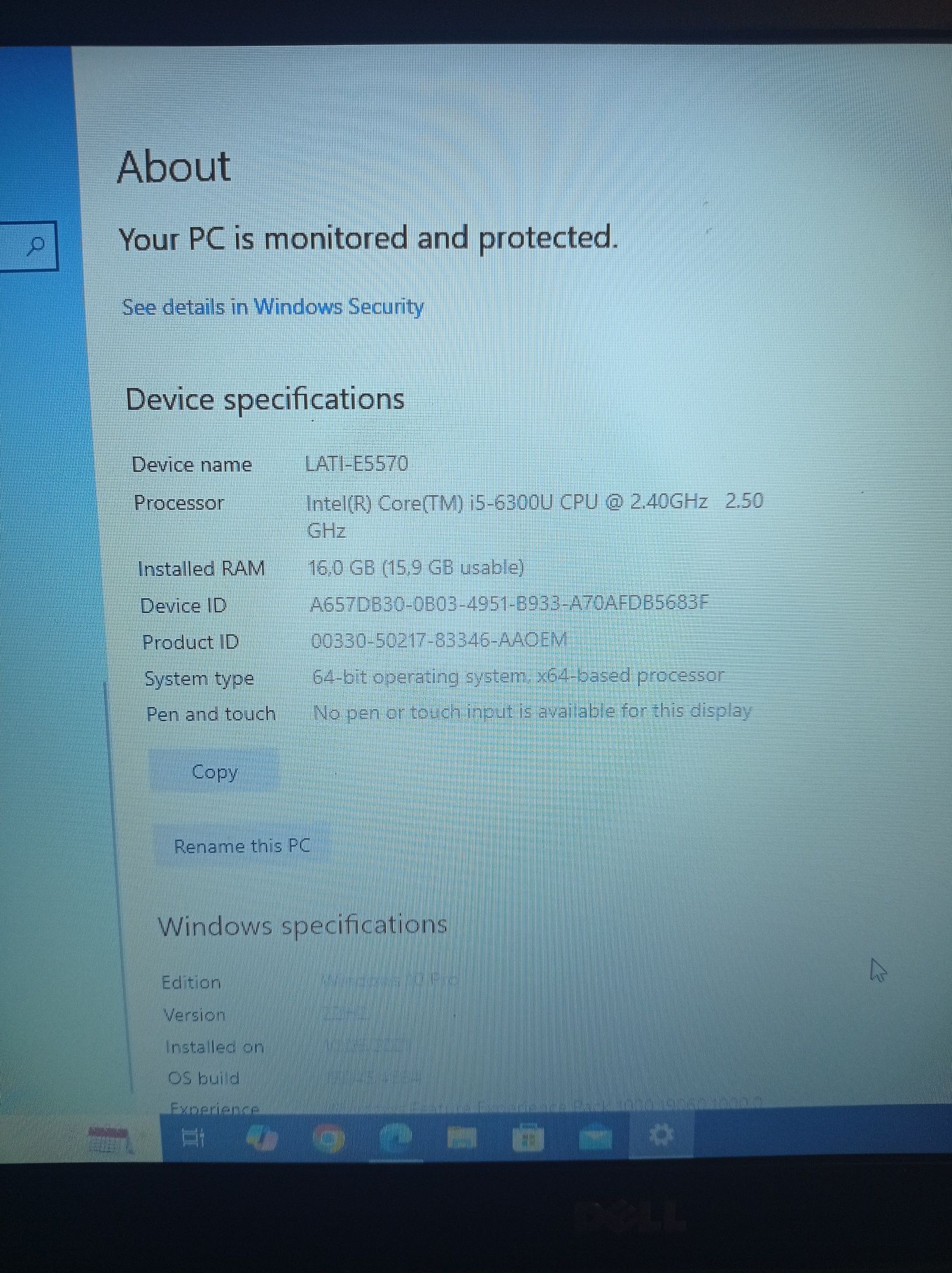 Dell Latitude E5570 15,6" HD Core i5 2.9GHz 16Gb 256Gb ssd