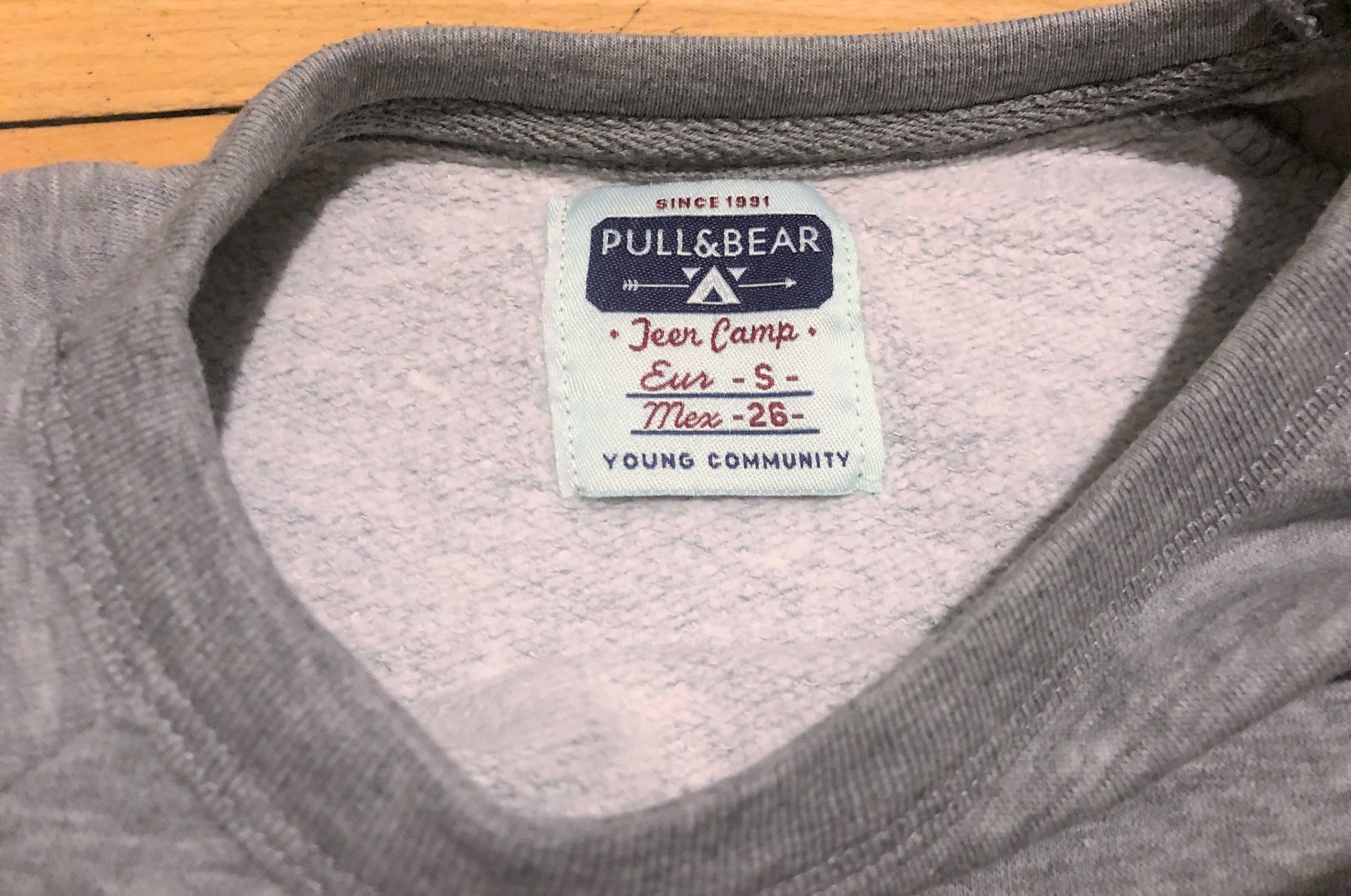 Szara bluza z neonowym nadrukiem Pull & Bear