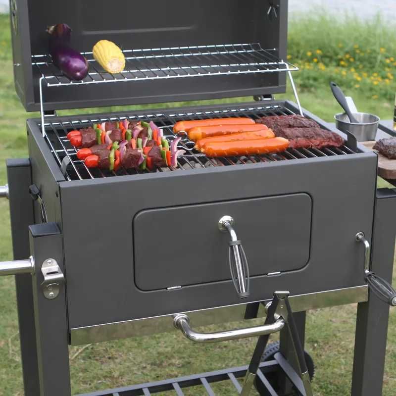 grill ogrodowy węglowy duży z termometrem pokrywą XXL