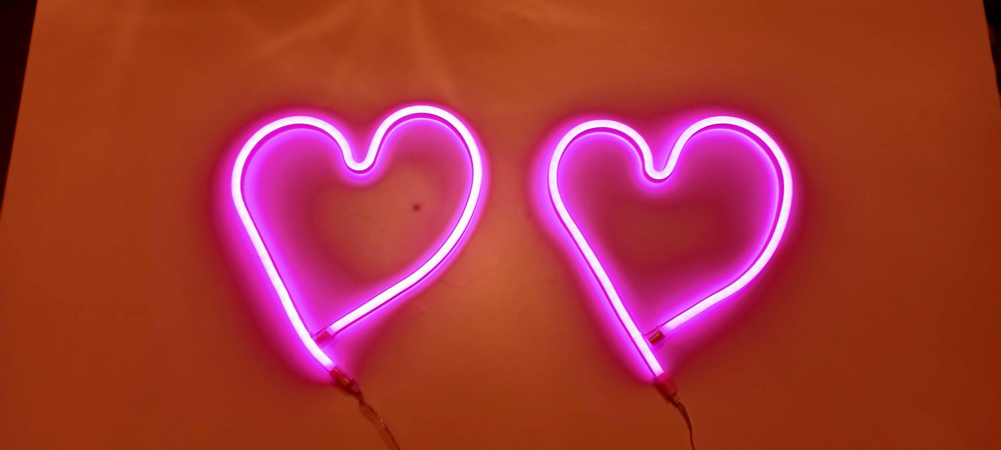 2 SZT NEON różowe Serce Dekoracja na ścianę