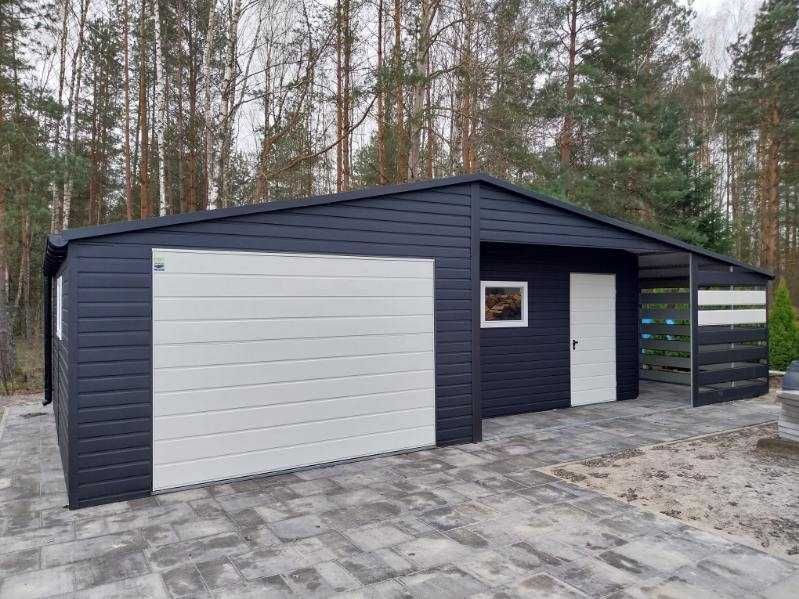 Garaż blaszany drewnopodobny 12x5 wiata panelowa nowoczesne garaże