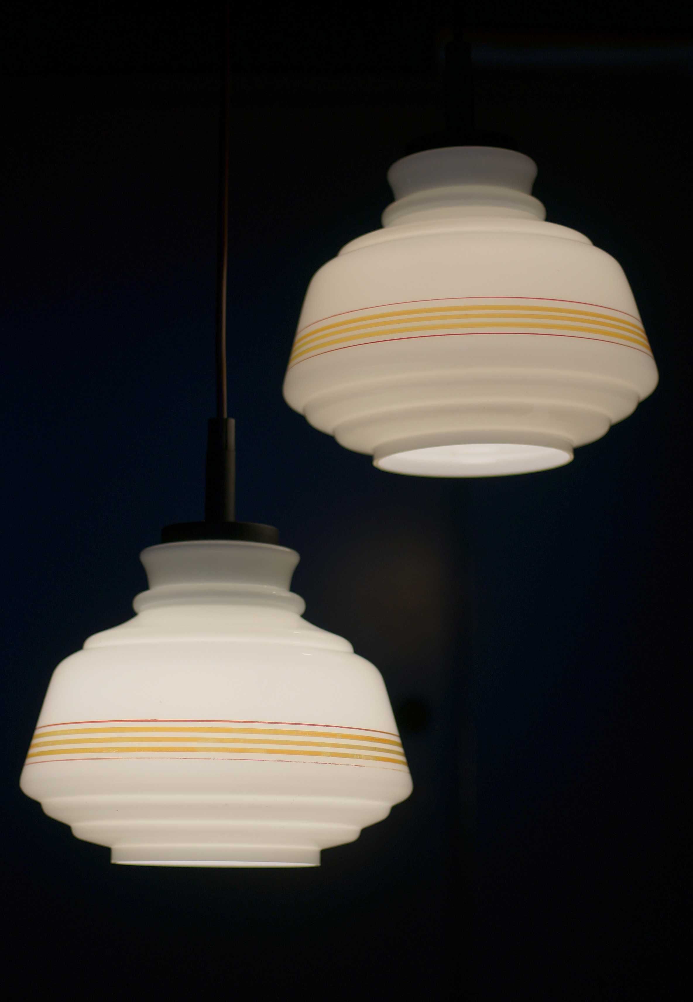 lampa wisząca lata 70, delam podwójny szklany klosz