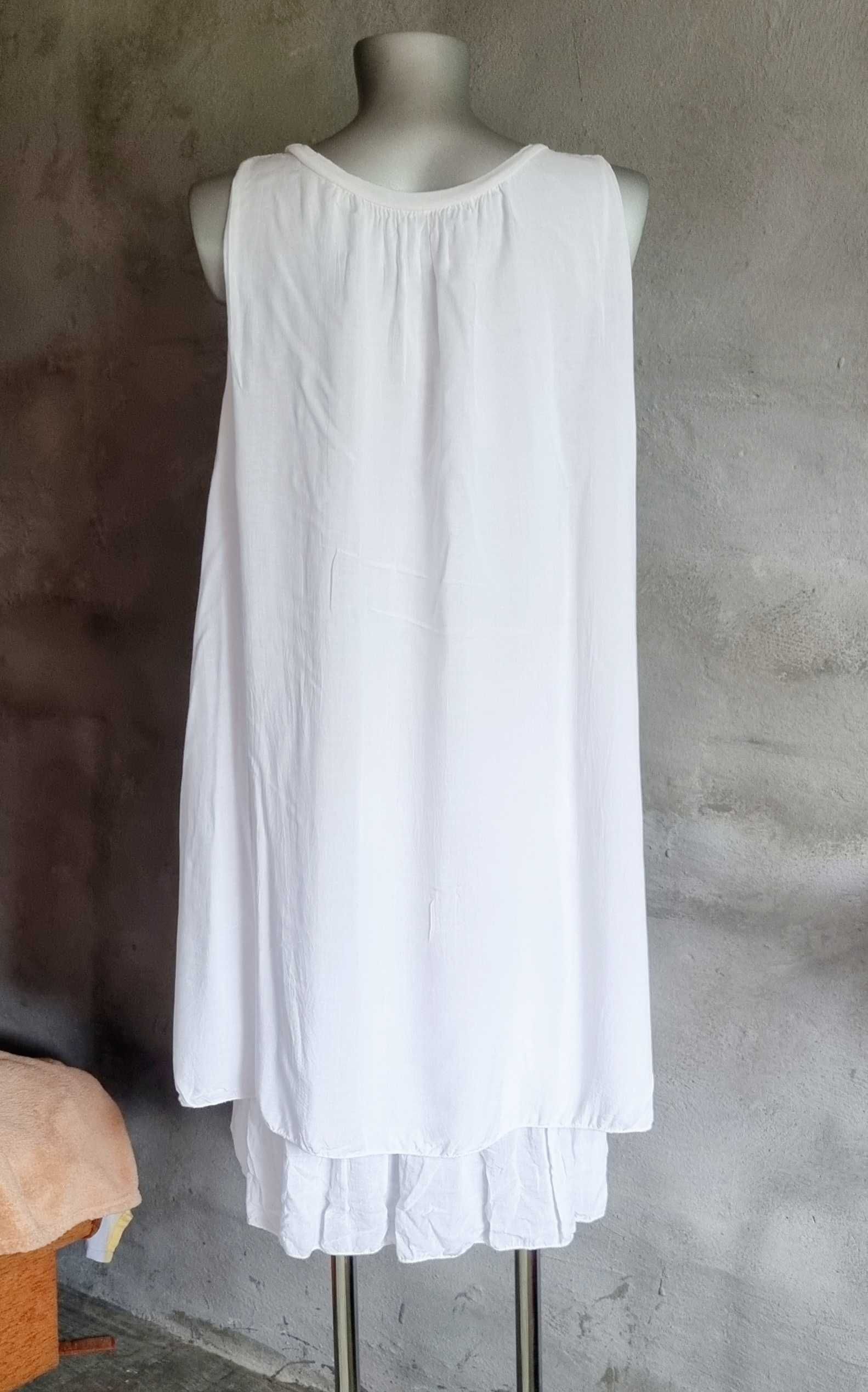 Белое хлопковое итальянское платье сарафан на подкладе