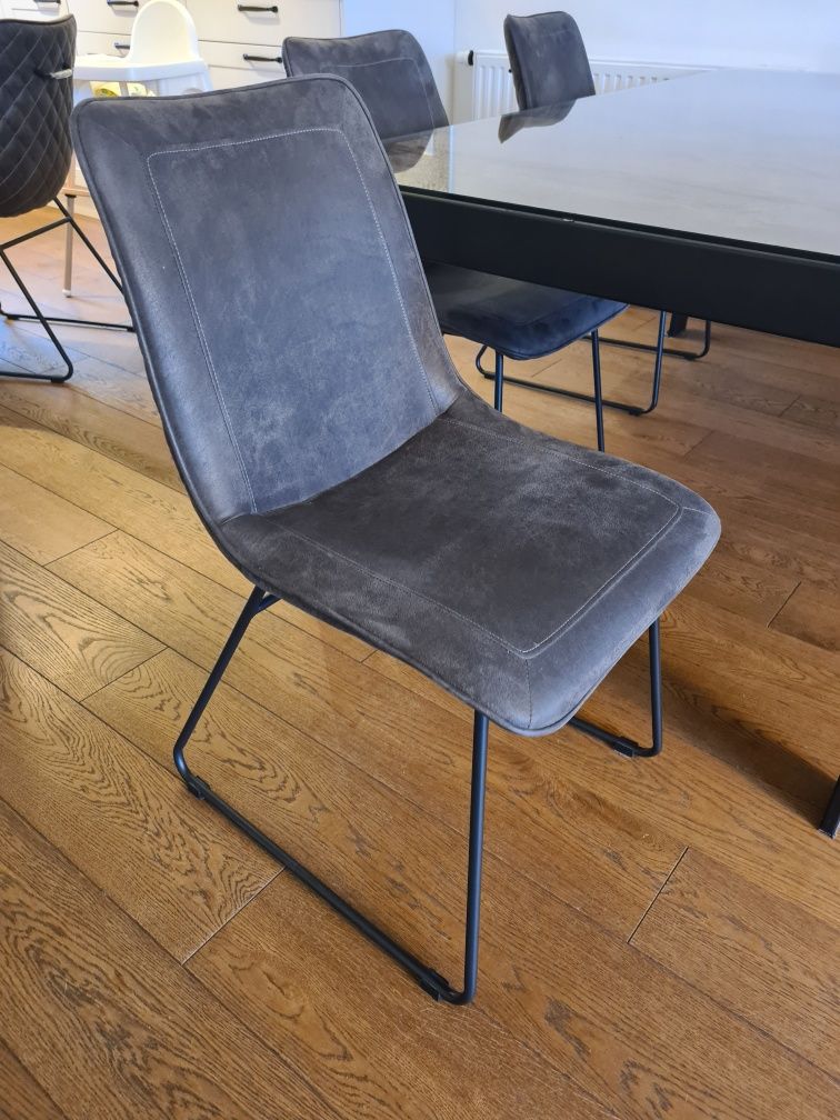 Krzesła ekoskóra szare grafitowe metalowe nogi
