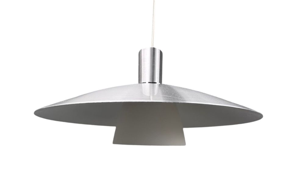 duńska lampa wisząca srebrna dania retro prl space Age