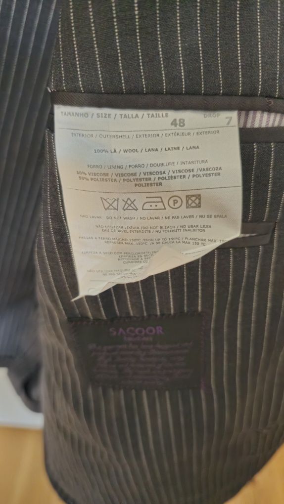 Fato completo Sacoor cinzento riscado 48