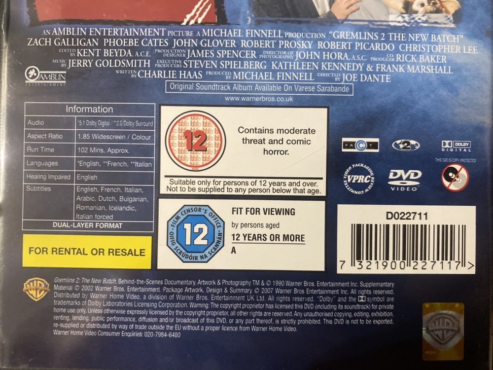 DVD Set Gremelins Collection 1 e 2
