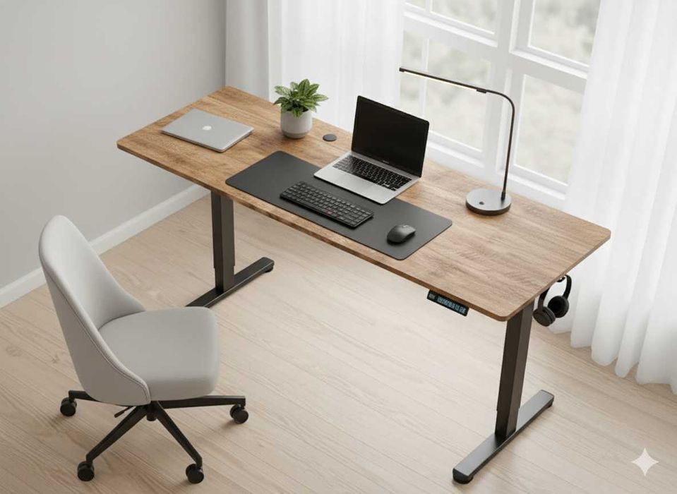 NOWE Biurko Elektryczne Regulowane 140x60 Gamingowe Podnoszone FAKTURA