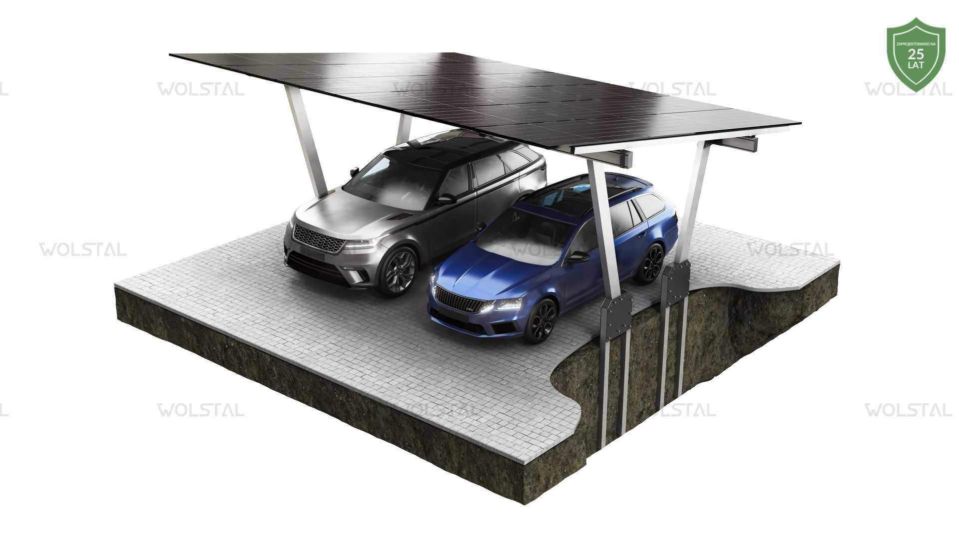 Carport Premium kafarowany/wbijany, 9 kWp, wiata samochodowa
