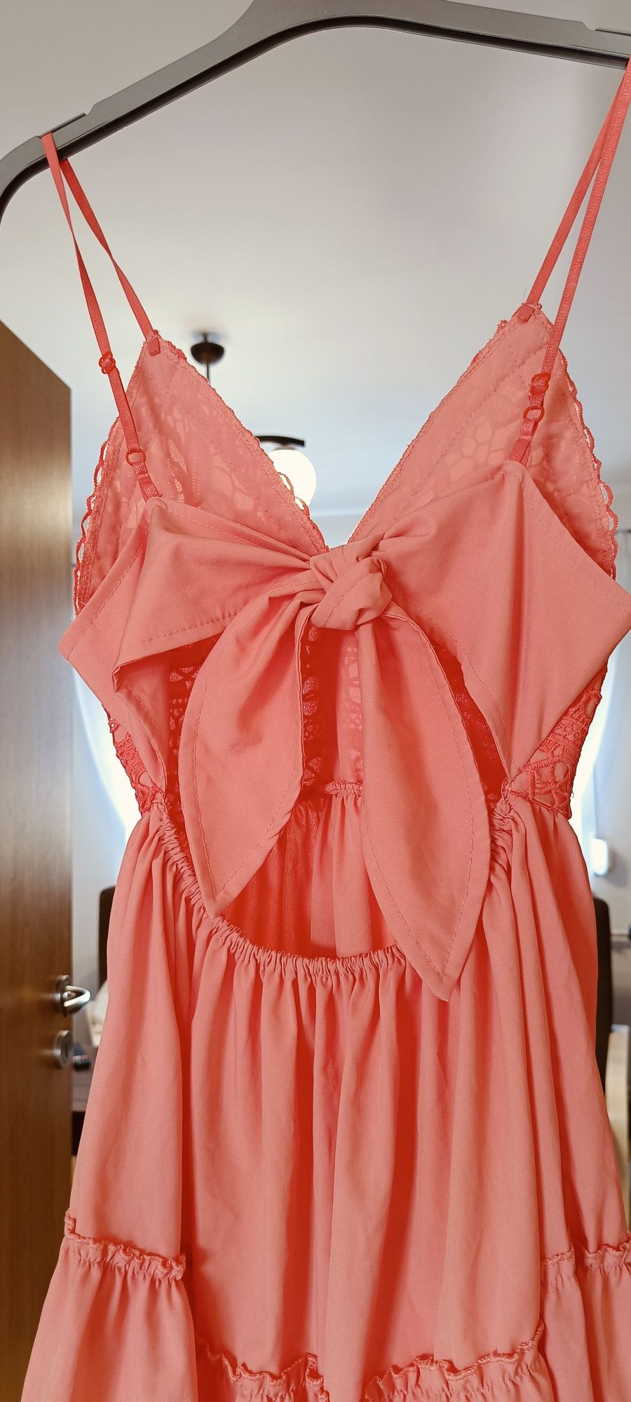 Letnia sukienka boho, letnia sukienka z ażurem wiązana na plecach