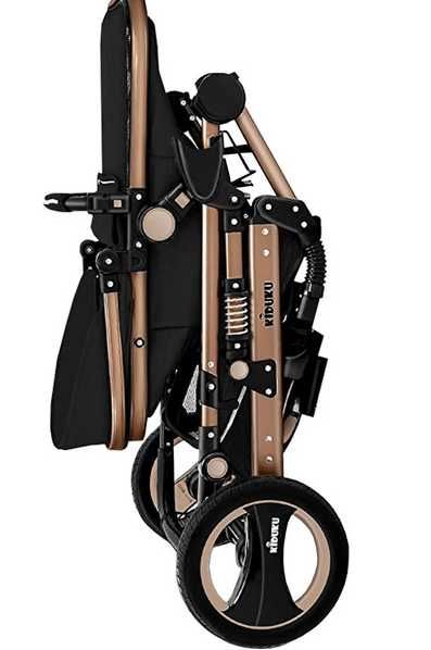 Kiduku wózek dziecięcy 3 w 1 w kolorze czarnym