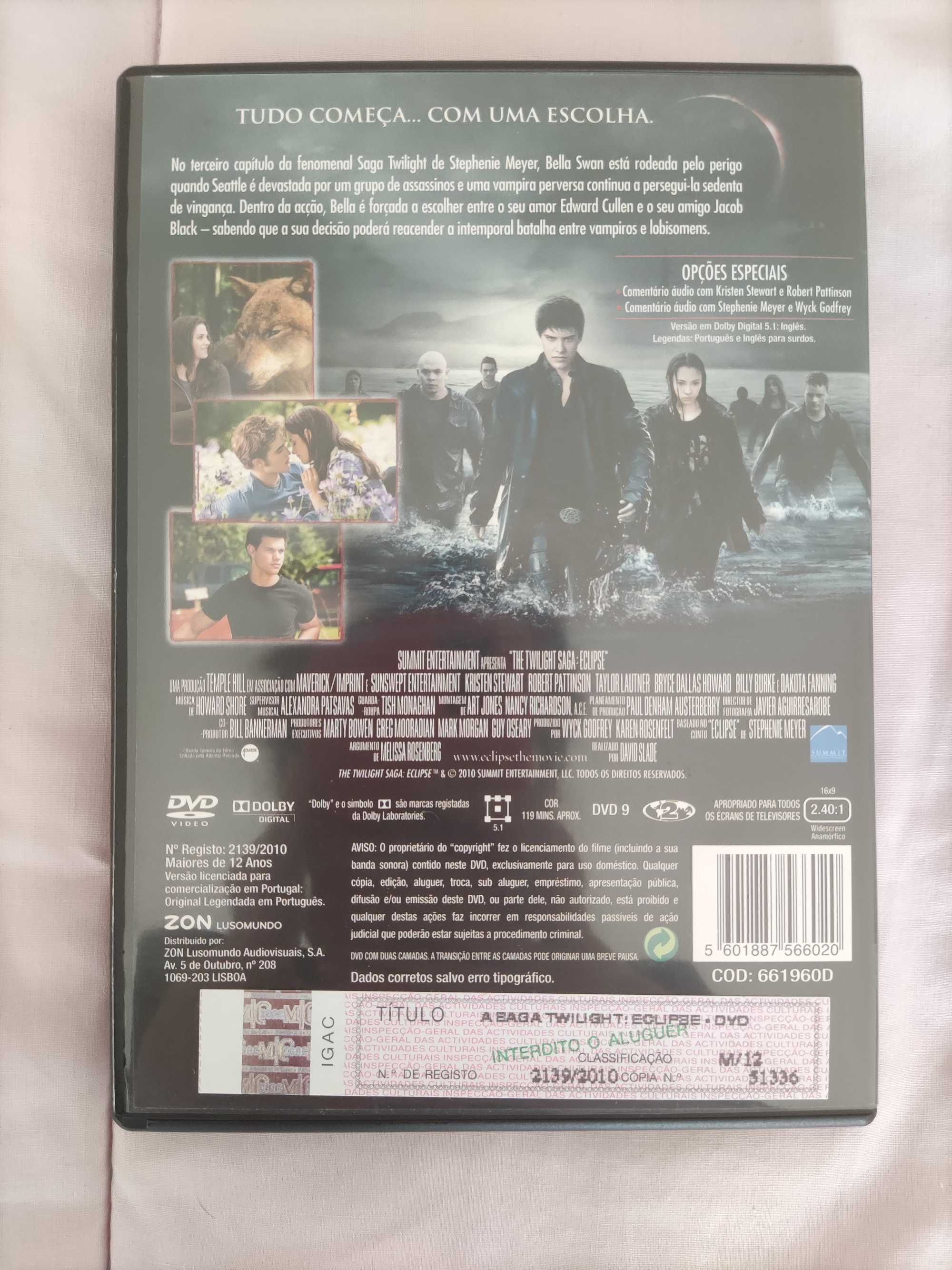 3 filmes da Saga Twilight em DVD
