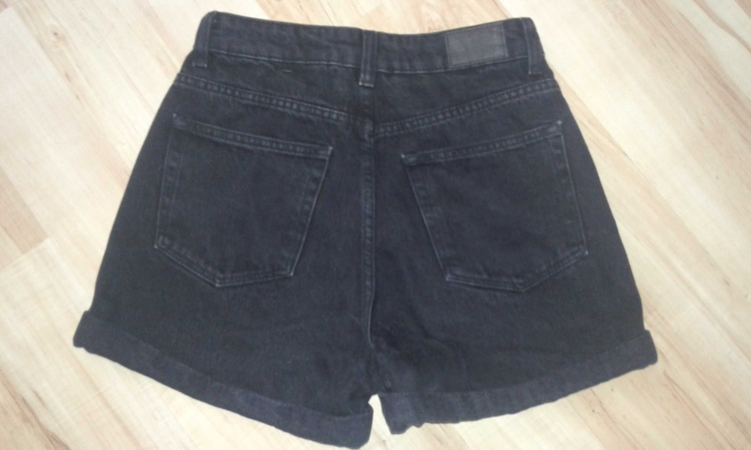 Bershka jeansowe spodenki z wysokim stanem idealne 34