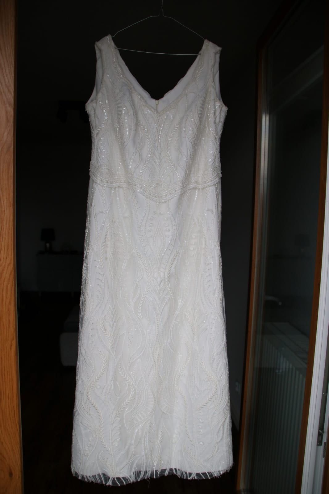 Suknia ślubna wieczorowa biała koraliki Kwiat Lotosu ivory