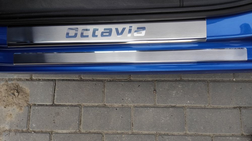 Накладки на пороги Шкода А5/А4 (Skoda A5/A4/A7) Premiun нерж.