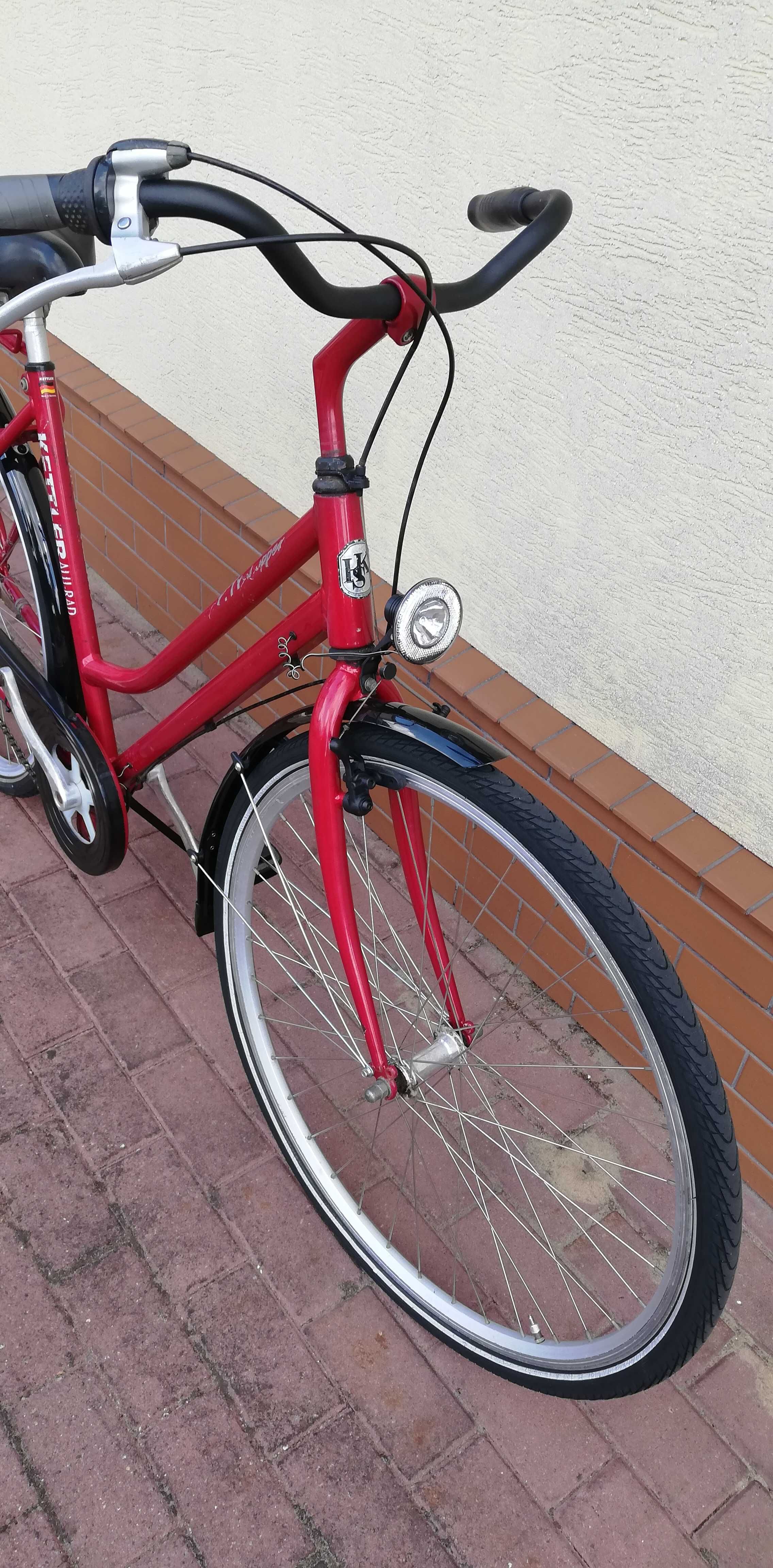 rower damka kettler aluminiowa czerwona niemiecka koła 28 miejska