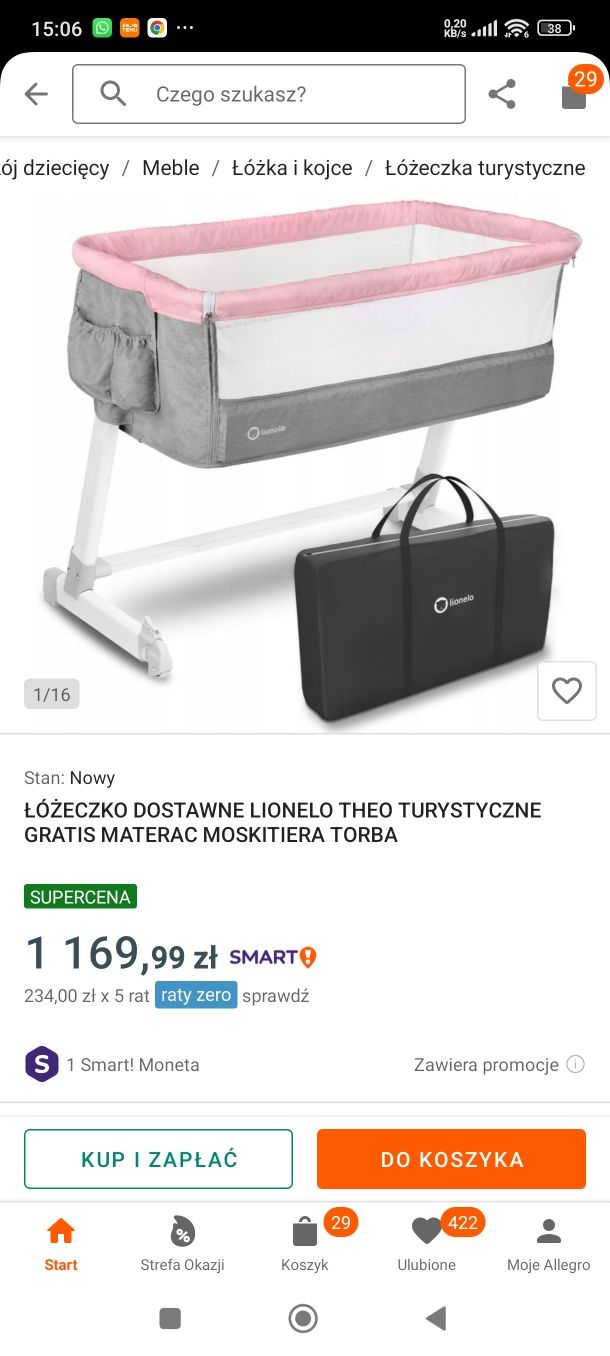 Łóżeczko dostawne lionelo Theo