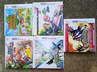 3 caixas e manuais de jogos Nintendo 3DS versão americana.