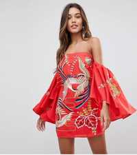 Яскрава червона ефектна сукня, плаття Asos