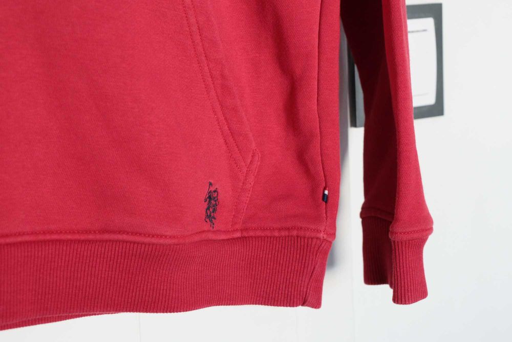 U.S. POLO ASSN Dziecięca  Czerwona bluza z kapturem 152/158  12/13 lat