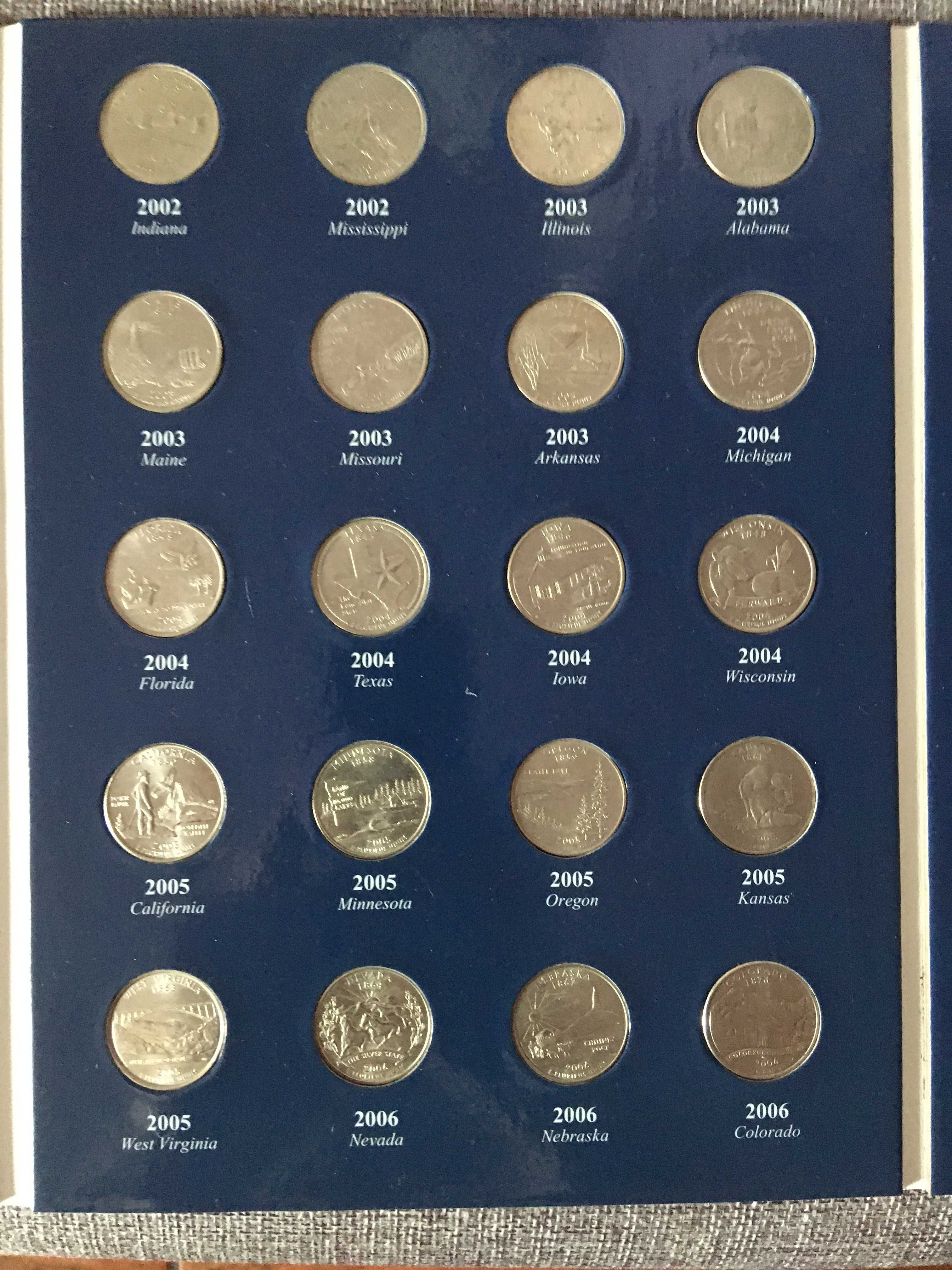 Quarter dollar 1999 -2009 ; pełna kolekcja 56 monet z serii "Stany"